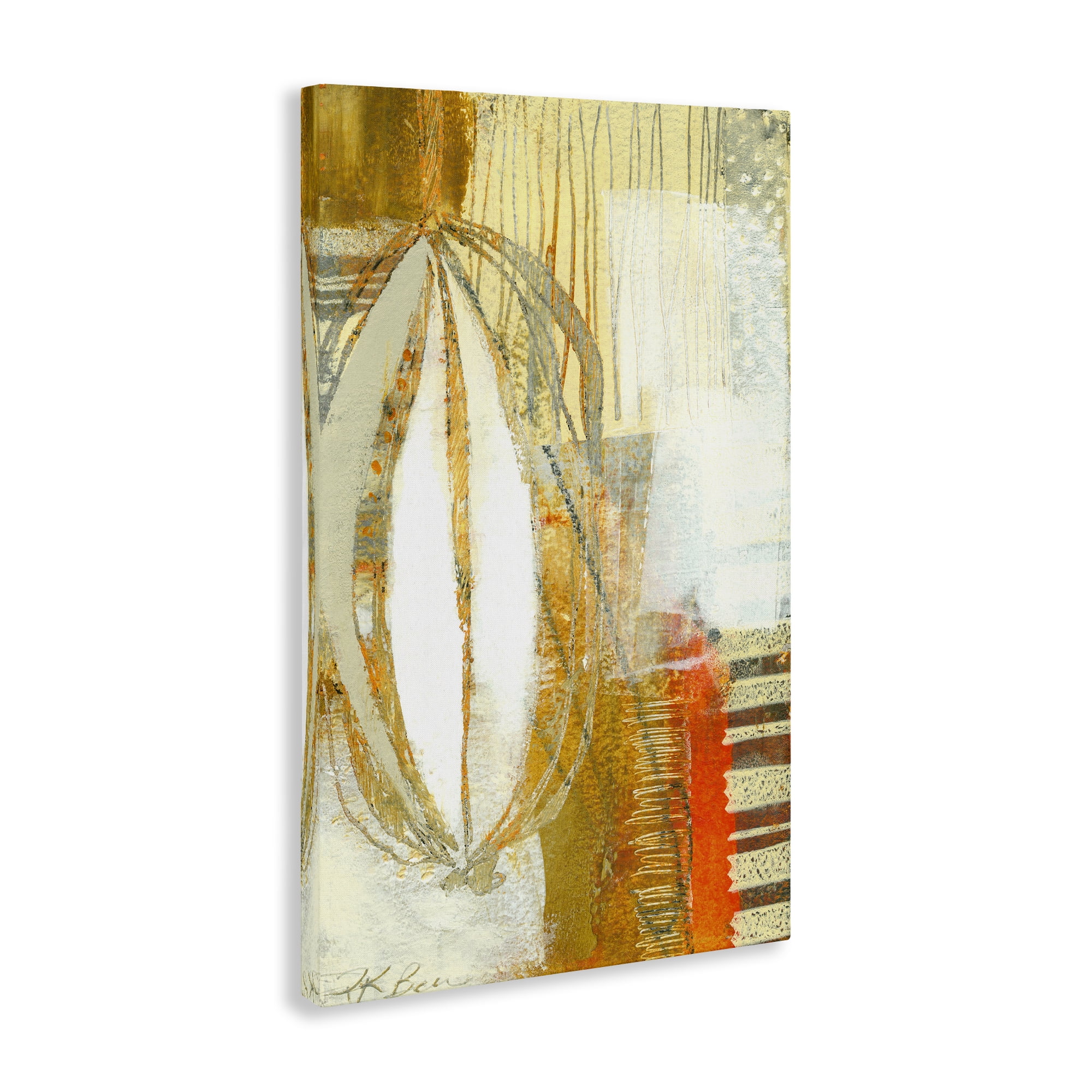 Stupell Industries Rustic Oblong Shape Collage Abstract Painting Gallery Wrapped Canvas Art Print Wall Art, 16 x 24