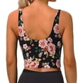 thumbnail image 3 of Fotbe Rose Flowers Pattern Womens' Sports Bra Longline Wirefree Padded with Medium Support Sports Moisture-Wicking Workou Vest,Tank Top-XX-Large, 3 of 9