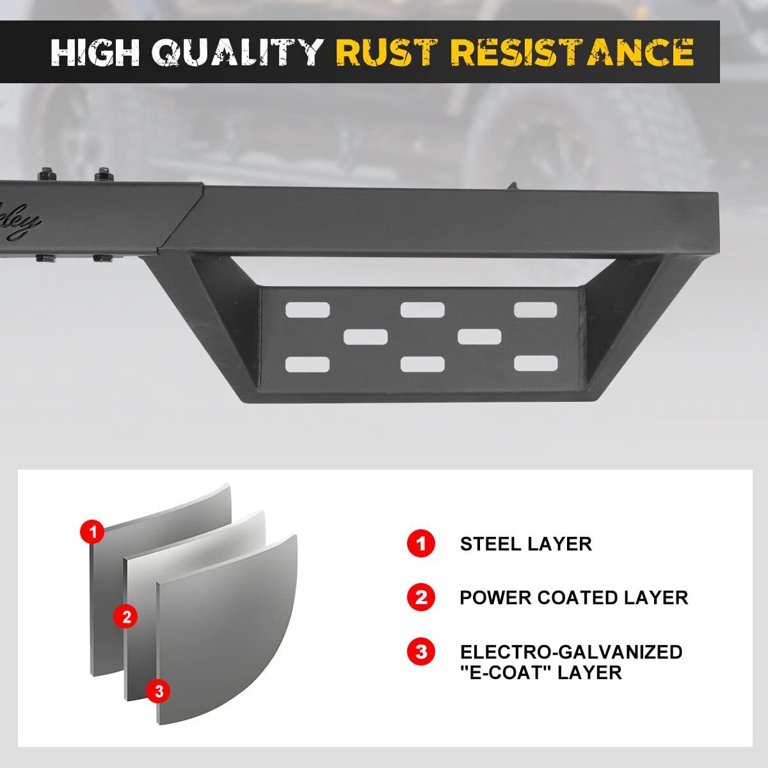 Auto Dynasty 5.25" Side Step Nerf Bar Running Boards For Jeep Wrangler 4-Door (2007-2016) – Aluminum Black Boards With Mounting Brackets
