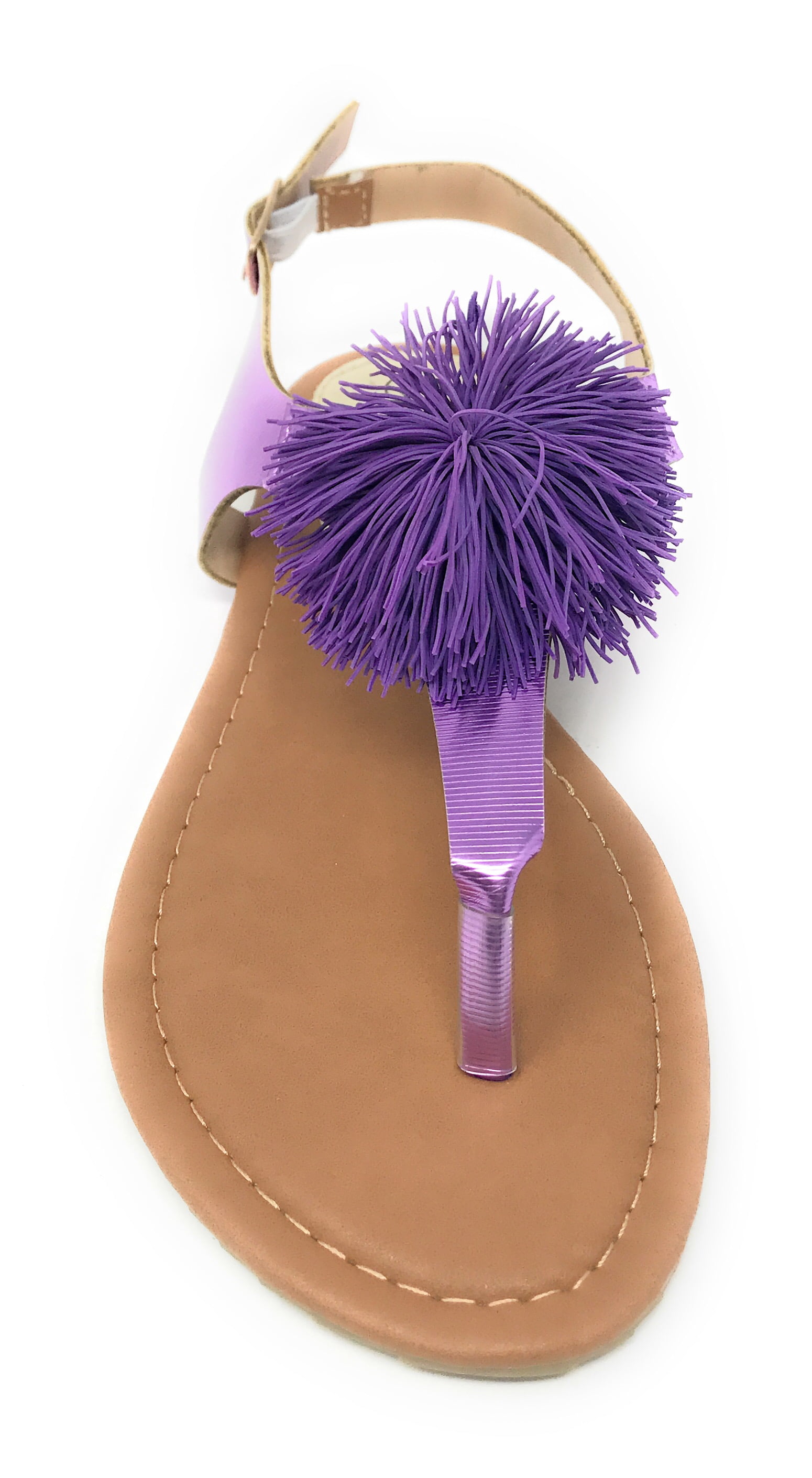Victoria K Women's PomPom With Side Buckle Sandals