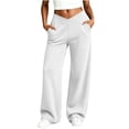 thumbnail image 4 of AherBiu Yoga Pants for Women Crossover Waisted Straight Wide Leg Baggy Loose Fitted Athletic Workout Pants with Pockets, 4 of 7