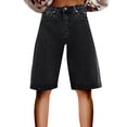 thumbnail image 2 of High Waist Denim Shorts, Audhol Womens Summer Denim Shorts Trendy High Waist Ripped Distressed Jean Shorts Stretchy Hem Casual Jean Shorts Women's Jean Shorts Black 2XL, 2 of 9