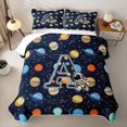 thumbnail image 2 of Manfei Cartoon Astronaut Letter A Twin Quilt Set,Celestial Space Planets Twin Coverlet Set,Navy Blue Reversible,2 Pieces,1 Bedspread and 1 Pillowcase, 2 of 7