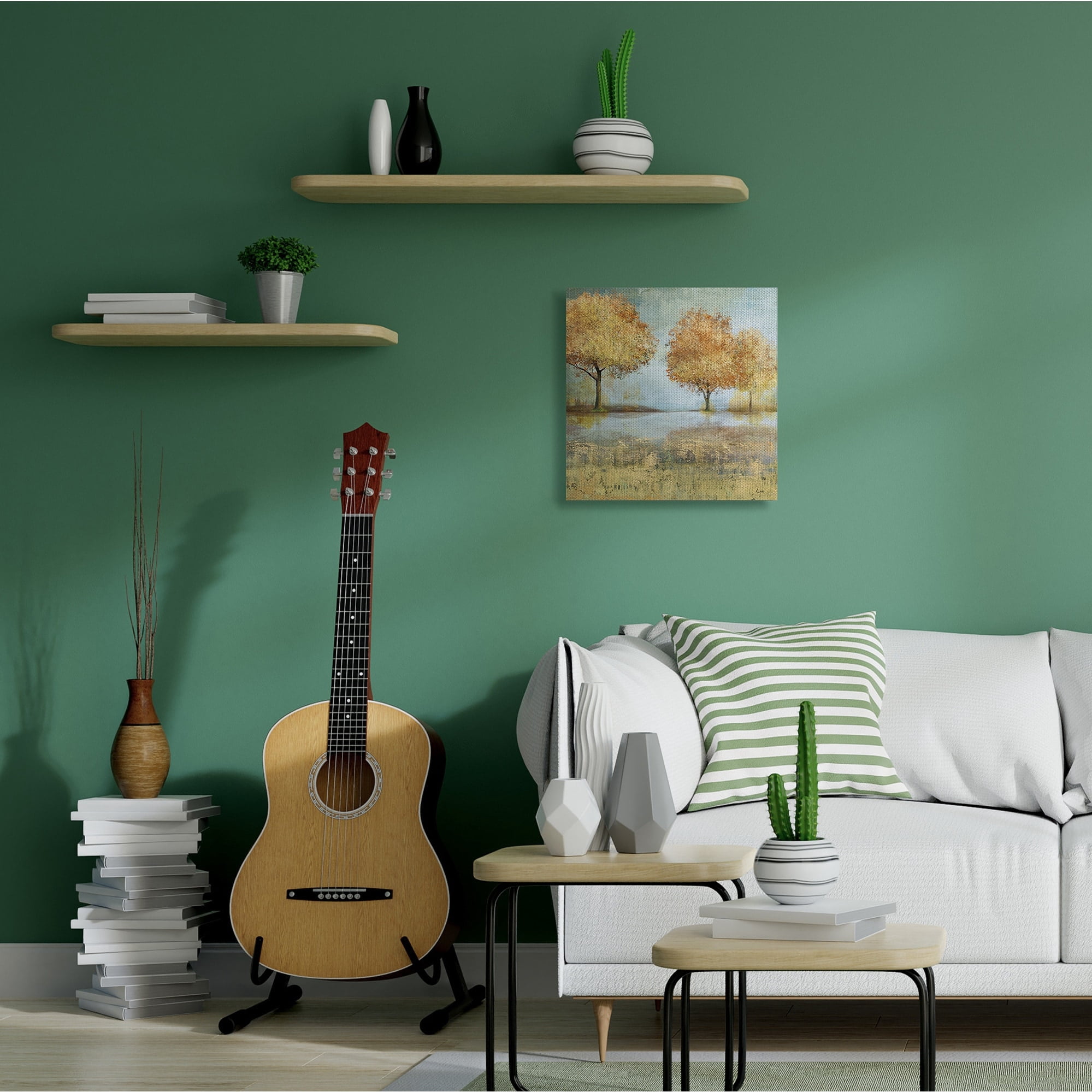 Stupell Industries Autumn Trees by Lake Countryside Landscape,36 x 36,Designed by Carson Lyons