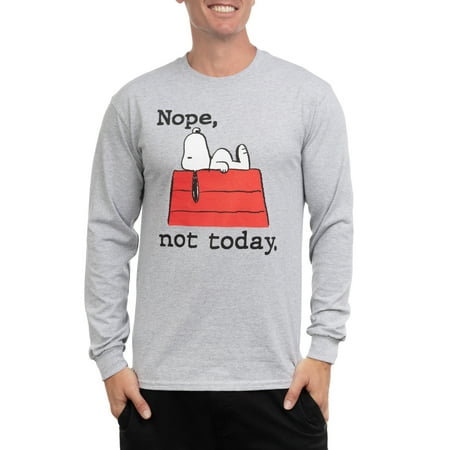 Snoopy Nope Not Today Mens Graphic Long Sleeve Tee