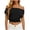 Black, variant on Crop Tops for Women Off Shoulder Cap Sleeve Blouson Cropped Y2K Blouses Travel Going Out Summer T-shirts (M, Black)