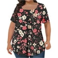 thumbnail image 2 of ITSAME Womens Plus Size Blouse, Short Sleeve Florla Prints Casual Loose Summer Tunic Tops Wine 2XL, 2 of 4