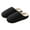 Black, variant on Striped Fuzzy Slippers for Women Men Cute Winter House Shoes Anti-Slip Memory Foam Slip on Shoes