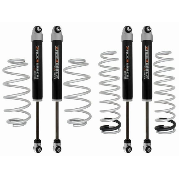 Fits 2018-2023 Jeep Wrangler JL Advanced FLOW Engineering Leveling Kit Suspension 37-L7001P RaceRunner; 2 Inch Front/1 Inch Rear; Includes 4 Coil Springs and 4 Shock Absorbers