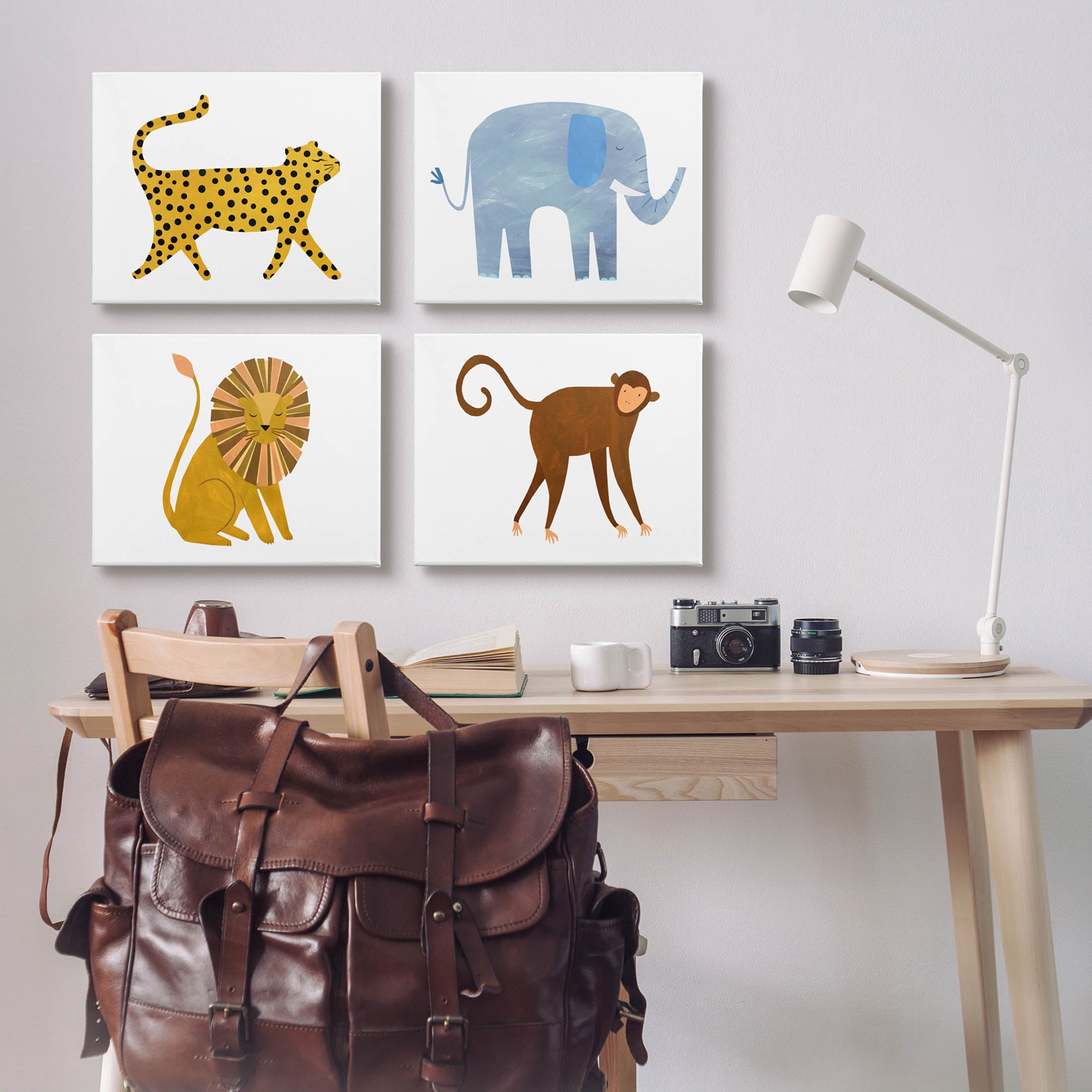 Stupell Industries Various Whimsical Wildlife Animals Graphic Art Gallery Wrapped Canvas Print Wall Art, Set of 4, Design by Emily Kopcik