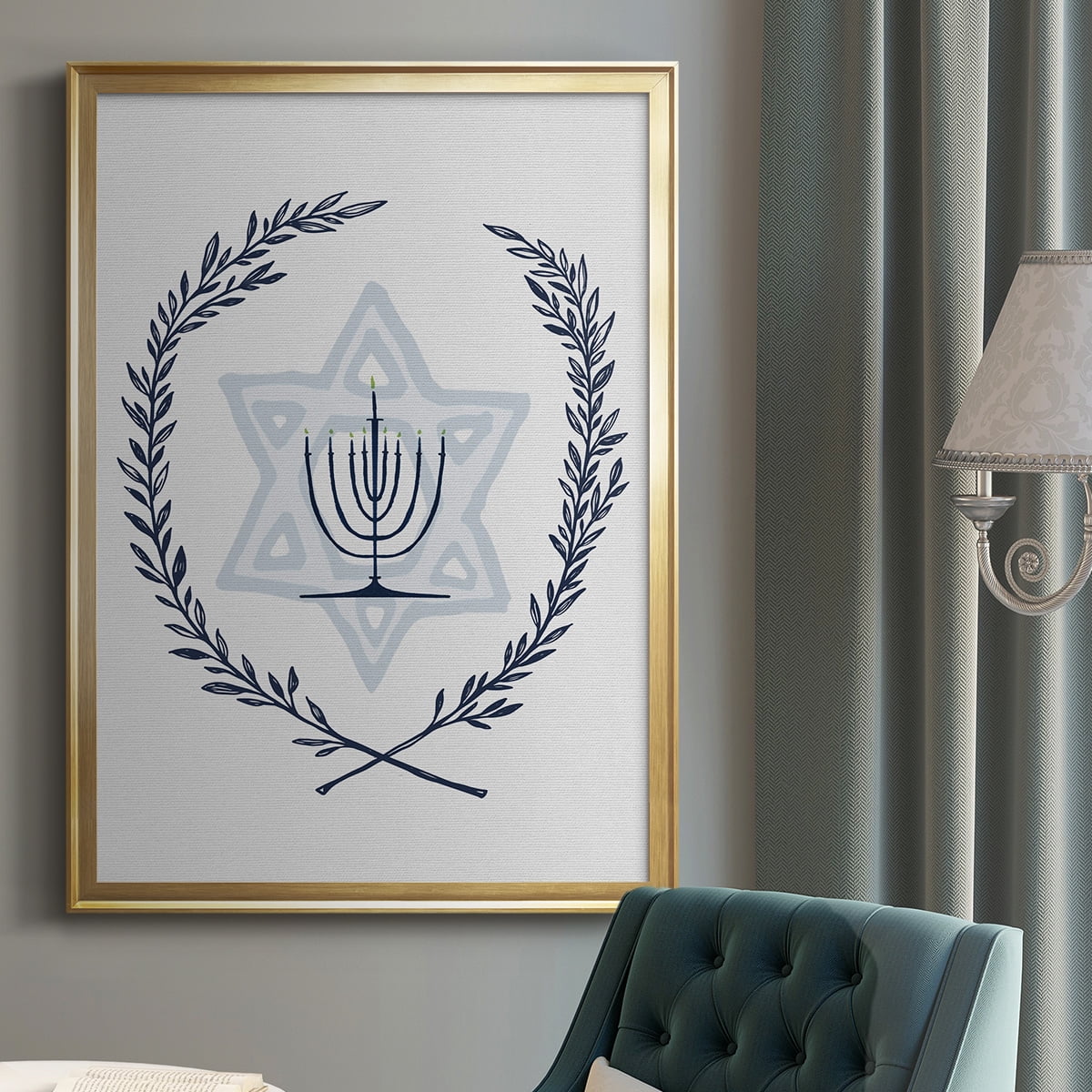 Happy Hanukkah I Premium Framed Print - Ready to Hang
