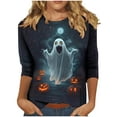 thumbnail image 2 of Womens Blouse Plus Size 3/4 Sleeve Print Halloween Round-Neck Casual T-shirt Multicolor XXXXL,Tops for Women Fall, 2 of 5