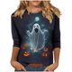 thumbnail image 2 of Ailaofu 3/4 Length Sleeve Women Tops Crew Neck Blouses Dressy Casual Summer T Shirts Loose Fit Business Work Clothes, 2 of 4