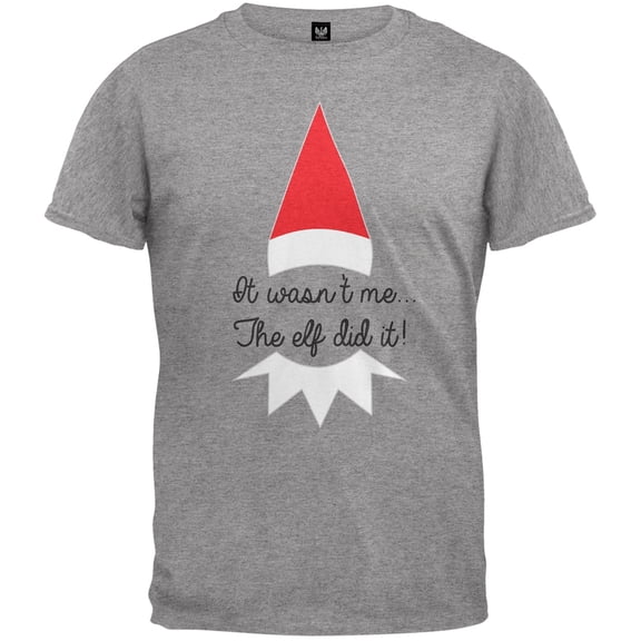 The Elf Did It Grey Adult T-Shirt - Medium