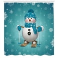 thumbnail image 3 of Ambesonne Snowman Shower Curtain, Skiing Snowflakes Fun, 69"Wx84"L, Pale Brown Turquoise, 3 of 3