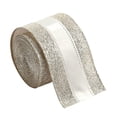 thumbnail image 2 of Dserfhy Champagne Gold Christmas Wired Ribbon with Glitter Edges 2.5inch Satin Ribbon for Wedding Xmas Tree Decor Gift Wrap Bow Wreath Garland DIY Craft, 2 of 8