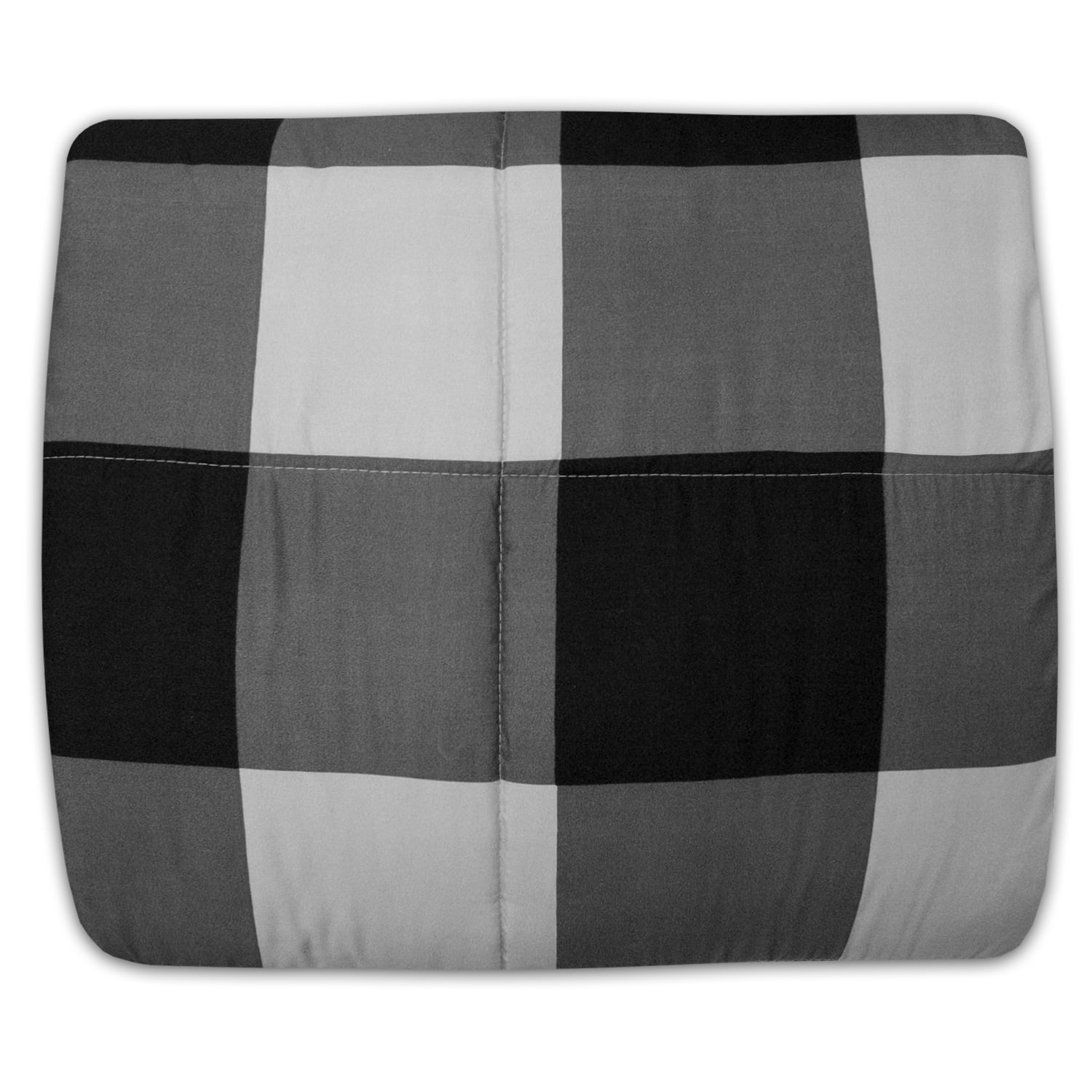 4 Piece Buffalo Plaid All-Season Comforter, 2 Shams & Throw Pillow Set - Black & Grey, King