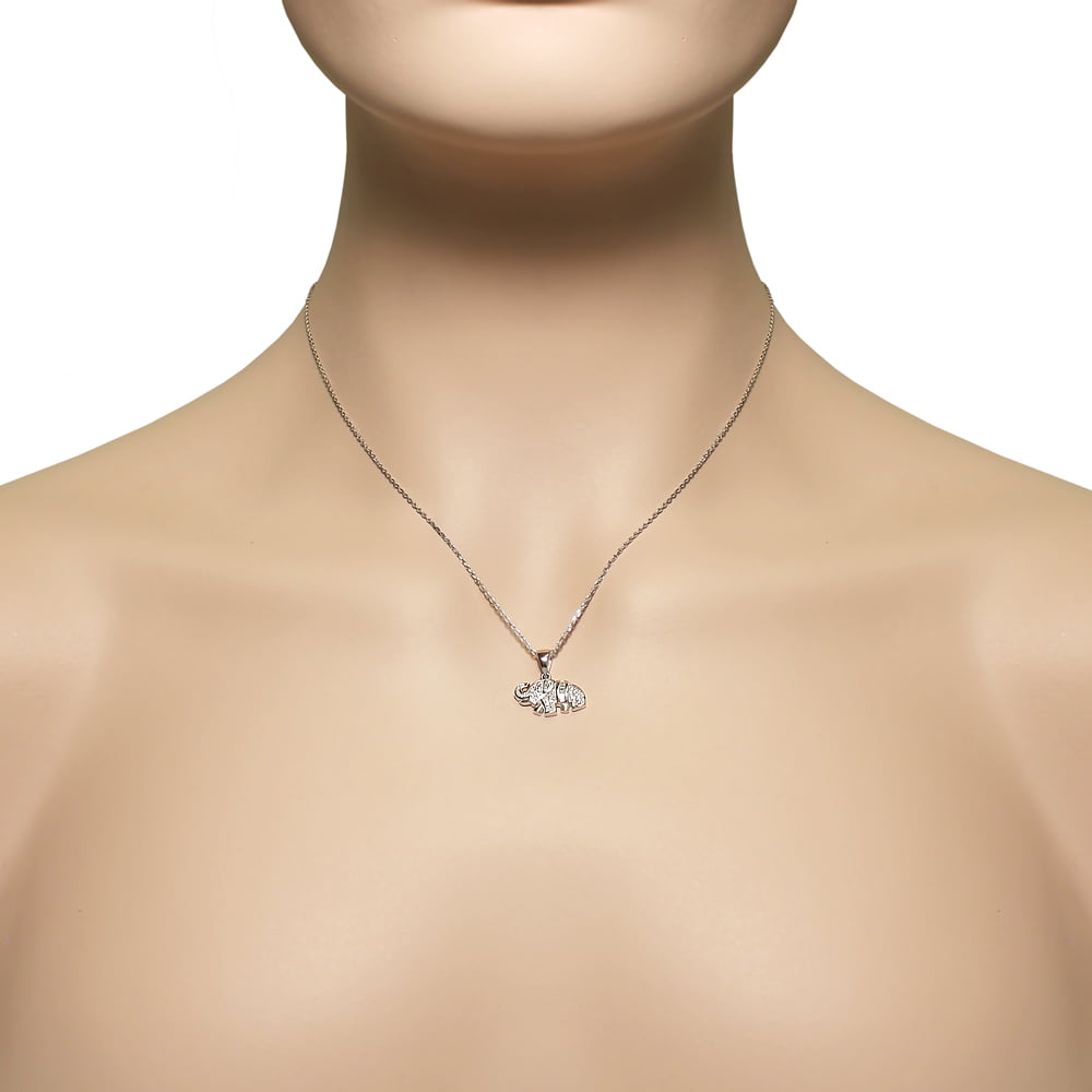 Silvery Grey Steel Memory Wire Choker with Elephant Pendant Necklace
