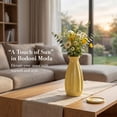 thumbnail image 3 of REGALWOVEN Small Ceramic Bud Cylinder Vase, Matte Ribbed Decorative Flower Vase, Bathroom, Minimalist Boho Home Decor Accent Yellow 2.4"L x 2.4"W x 5.1"H, 3 of 5