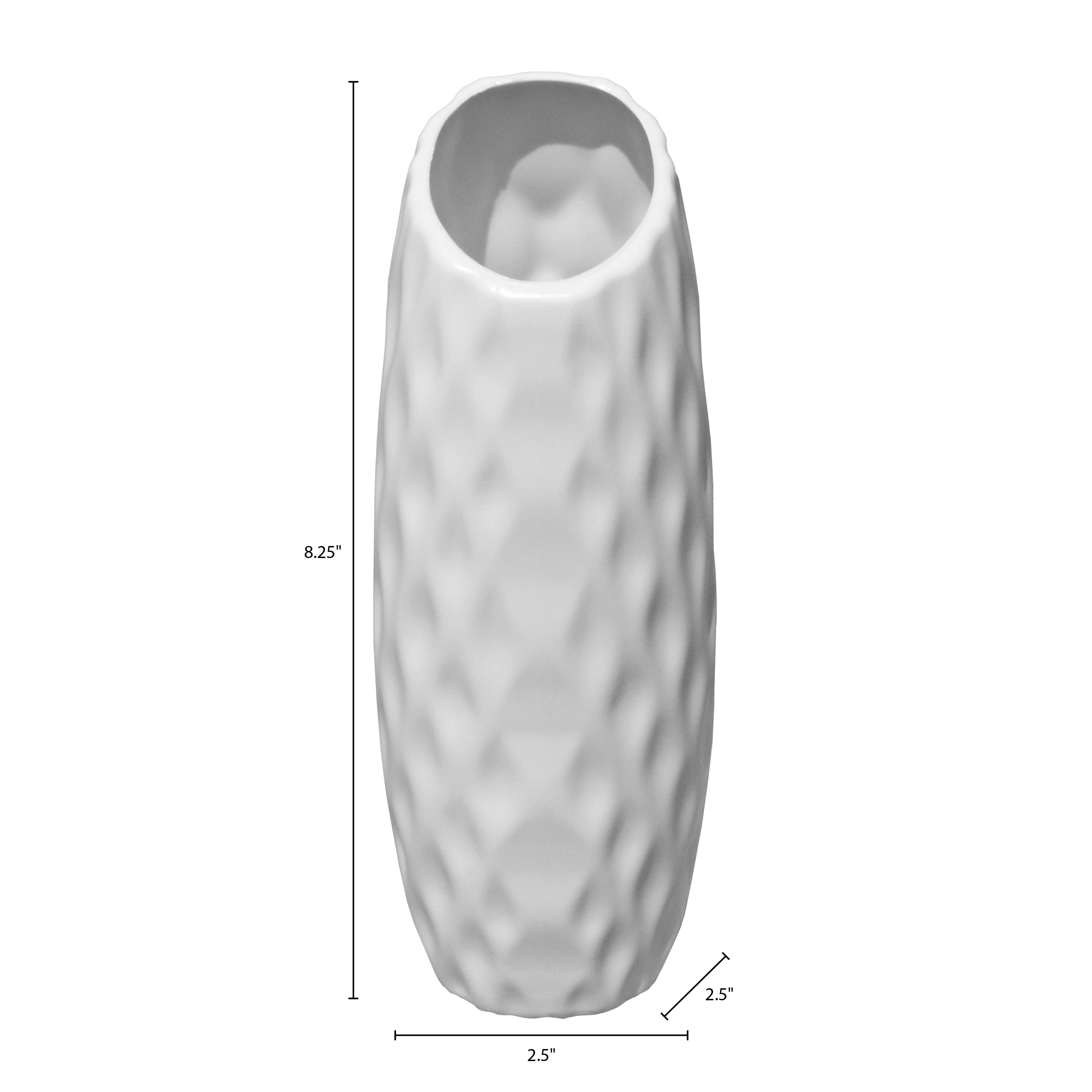 (6 pack) Mainstays Arctic White Indent Plastic Vase, 2.5 in x 2.5 in x 8.25 in