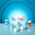 thumbnail image 2 of 4-piece blue portable pill extractor, pill extractor, blister packaging opener, no-contact easy-to-extract travel pill dispenser, medication aid tool pill organizer, 2 of 4