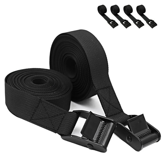 Cam Buckle Tie Down Straps, Heavy Duty Lashing Secure Straps Cinch Ratchet with Zinc Alloy Lock Buckle up to 700 lbs for Cargo, Luggage, Kayak,Truck Pack of 4Pcs (1" x 12Ft)