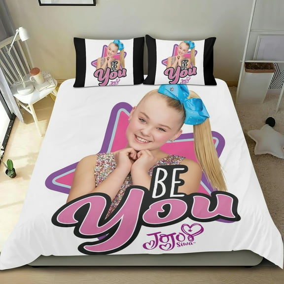 3 Piece Comforter Cover Set For JoJo Siwa Bedding Set Cute Duvet Cover Sets Super Soft Teens Bedding Set Kids Bedroom Gifts,1 Duvet Cover with 2 Pillowcases Twin