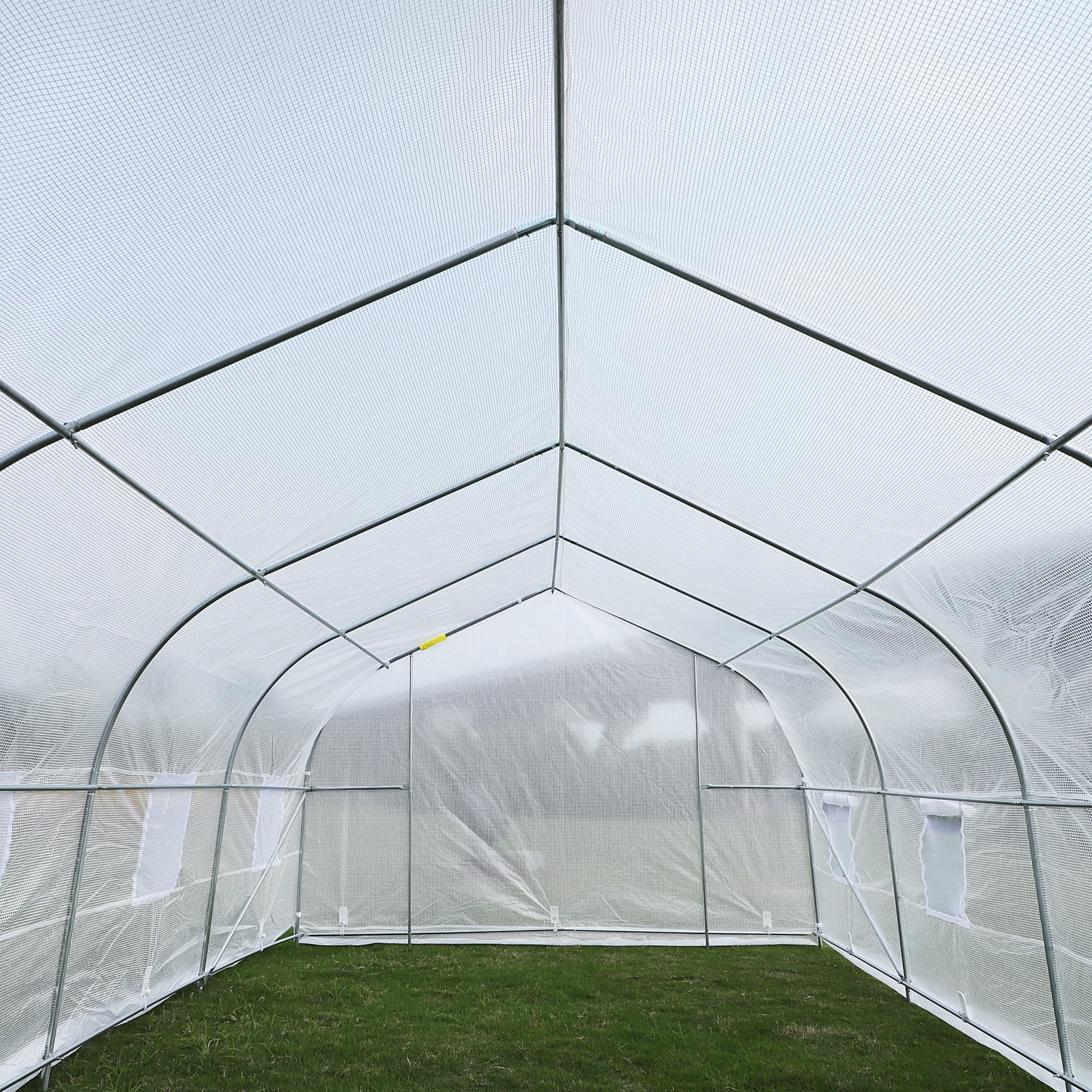 Outsunny 20’ x 10’ x 7’ Deluxe High Tunnel Walk-In Garden Greenhouse Kit - White