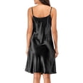 thumbnail image 2 of FOCUSSEXY Women Satin Silk Sleepwear Nightgown V Neck Nightdress Adjustable Spaghetti Shoulder Straps Lingerie Sleepwear Soft Night Sleep Dress, 2 of 7