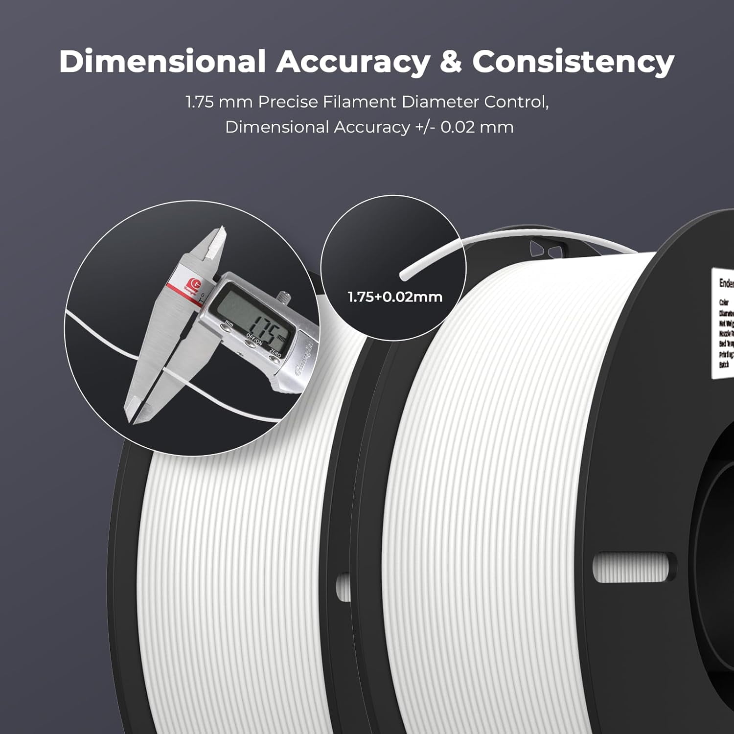 2-Pack Creality 3D Printer Filament, 1.75mm PLA Filament Bundle 2kg for 3D Printing, Ender PLA Filament No-Tangling, Strong Bonding & Overhang Performance, Accuracy +/- 0.02mm, White & White