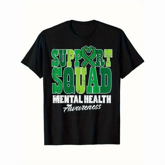 Mental Health T-Shirt Graphic Tee Awareness Top Cotton Short Sleeve Casual Shirt Comfort Black S-5XL