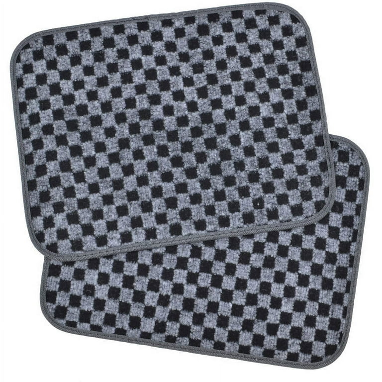 Motor Trend FatRug Checkered Carpet Floor Mats, Gray, Vintage Classic 4pc  Set for Car, Truck or SUV 