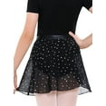 thumbnail image 4 of Stelle Girls' Sequins Ballet Skirt Chiffon Wrap Dance Skirt,Tie up Sheer Dance Skate Over Scarf for Leotards Half Dress,Black, 4 of 6