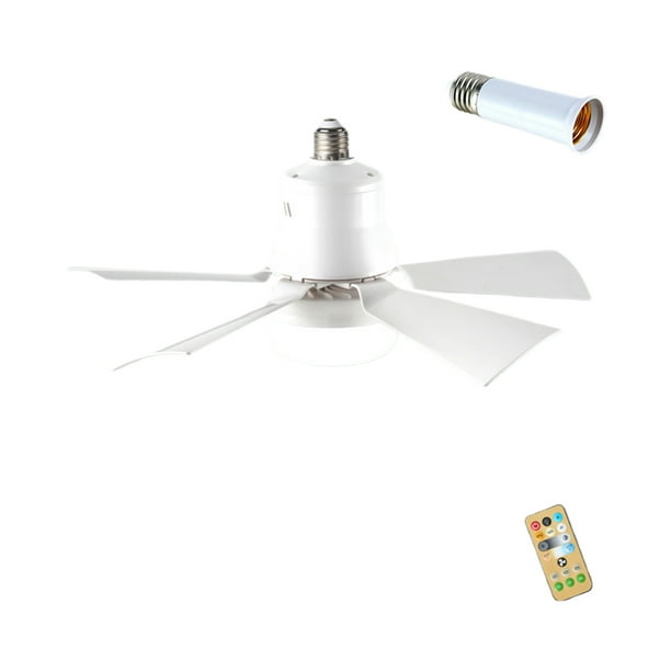 Cateissary Luz de ventilador de enchufe compacto minimalista para espacios de oficina ventilador de techo con bombillas y control remoto Iluminación y accesorios blanco 2