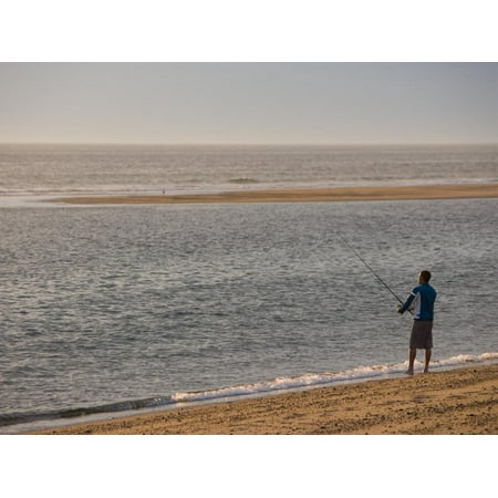 Early Morning Surfcasting on the Beach at Cape Cod National Seashore, Massachusetts, USA Print Wall Art By Jerry & Marcy