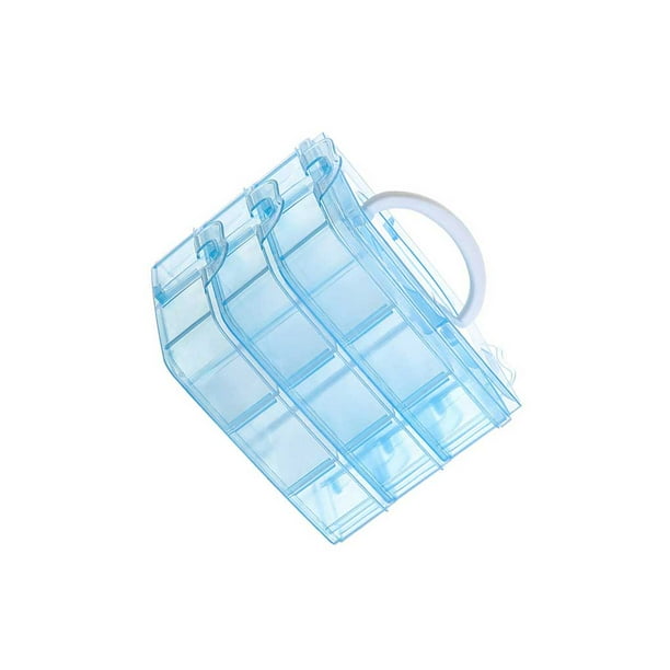 Billuyoard Clear Jewelry Organizer Box Holding Case 3-layer Home Compartment Sundries Container Organization Storage Boxes Holder Almacenamiento y organización del hogar azul