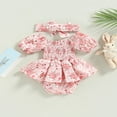thumbnail image 4 of EIMELI Tenue de Pâques pour Nouveau-Né Filles Bébé Robe Bunny Barboteuse Smockée Vêtements de Pâques, 4 of 8