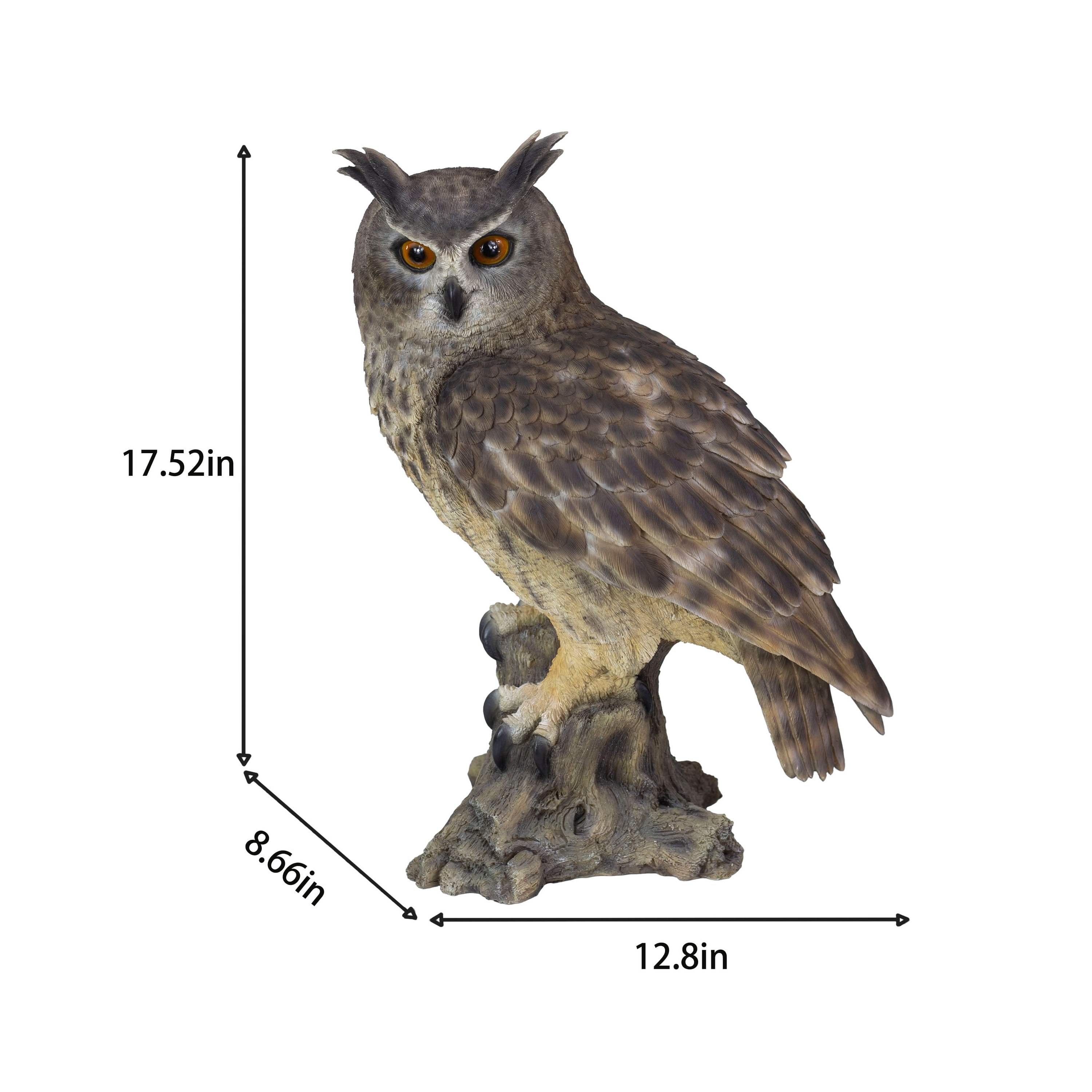 SOREAL Brown Long Eared Owl on branch | Handcrafted Decorative Bird Statue for Home & Garden | Premium Polyresin, Weather-Resistant Indoor/Outdoor Decor