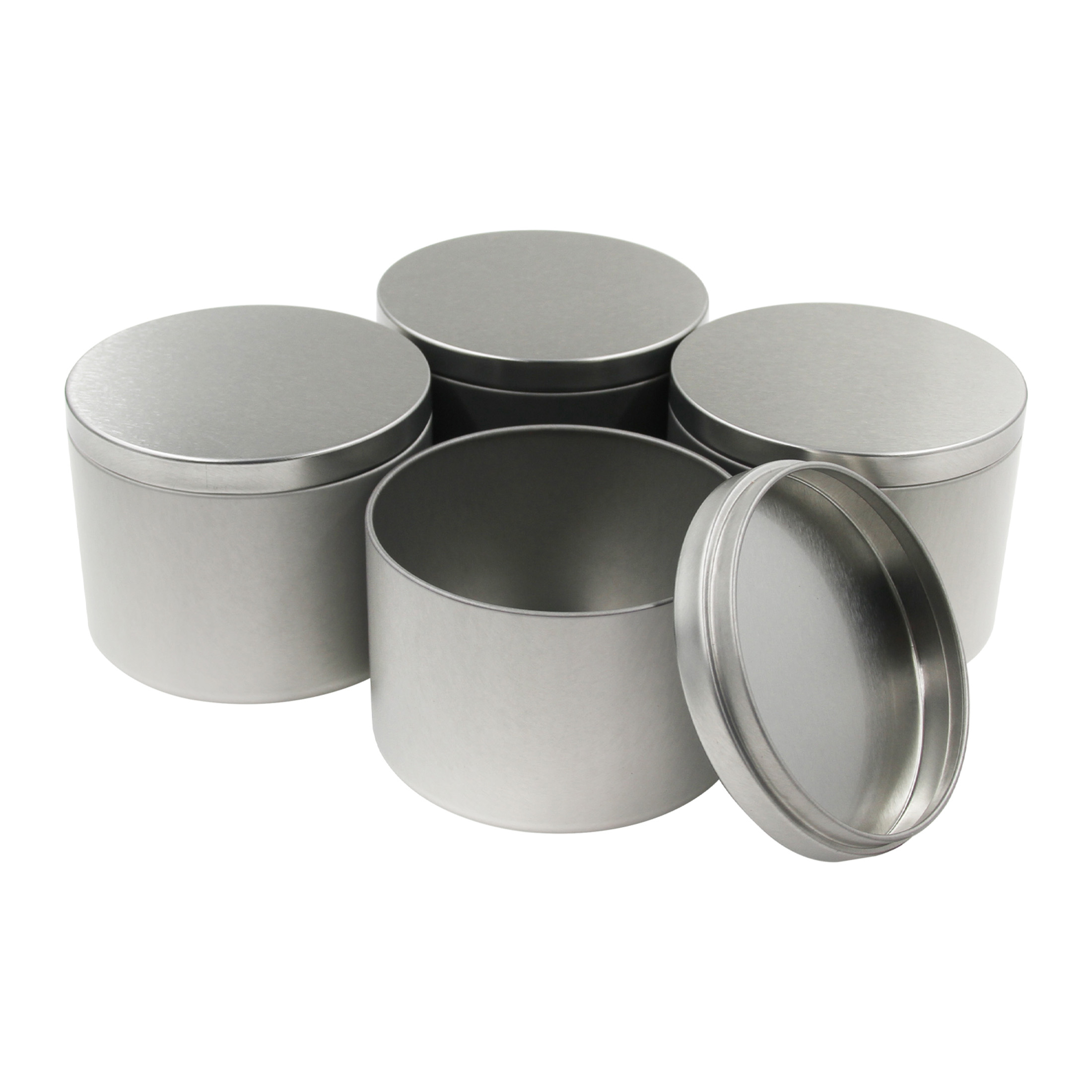 Make Market 6oz Silver Candle Making Tins - Round Tinplate Steel Containers with Lids for DIY Candle Projects, 8 Pack