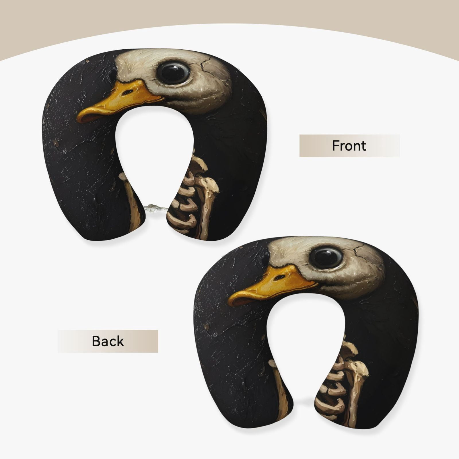 Xecao Duck Bones Print Memory Foam Cervical Neck Pillow Versatile U-Shaped Pillows for Home,Office,Camping,Travelling,Soft Washable Cover
