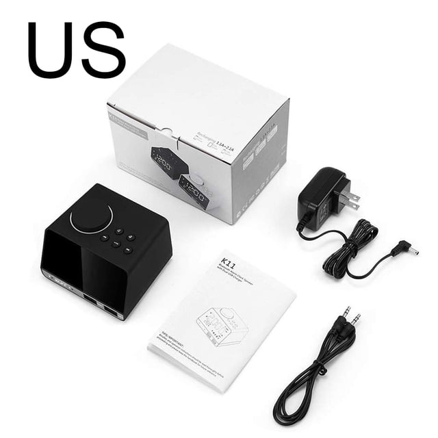 Pantalla LCD Reloj digital Altavoz inalámbrico Bluetooth Radio Reloj despertador con dos puertos USB, Enchufe de EE. UU., Negro Inevent EL3018-02B