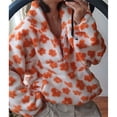 thumbnail image 4 of Sudadera de Otoño para Mujer, de Felpa Suave con Estampado Floral, con Cremallera y Capucha Naranja M, 4 of 8