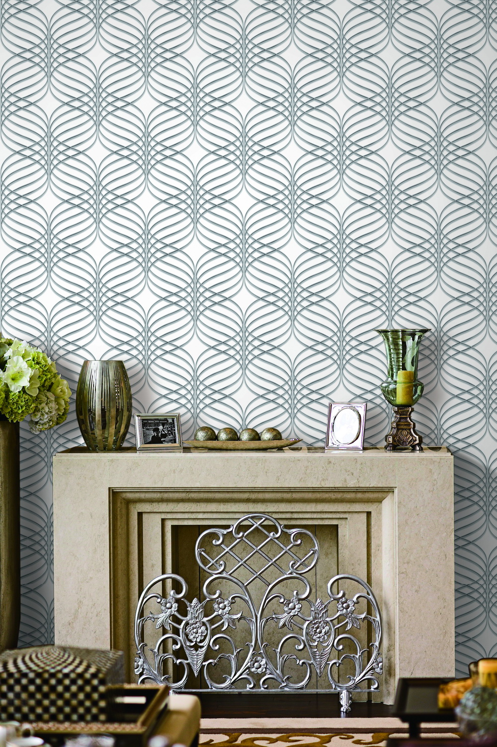 Abstract Grey, White Trellis Wallpaper Roll Walmart Canada