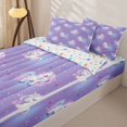 thumbnail image 3 of Metsweet Magical Horse Zipper Full Size Comforter Sets with Fitted Sheet and 2 Pillowcases, Starry Sky Zipper Bedding Set, Purple Pink Blue,4pcs, 3 of 6