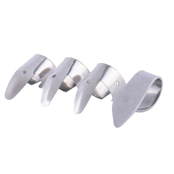 Flmtop 4Pcs Finger Picks Open End Convinent Stainless Steel