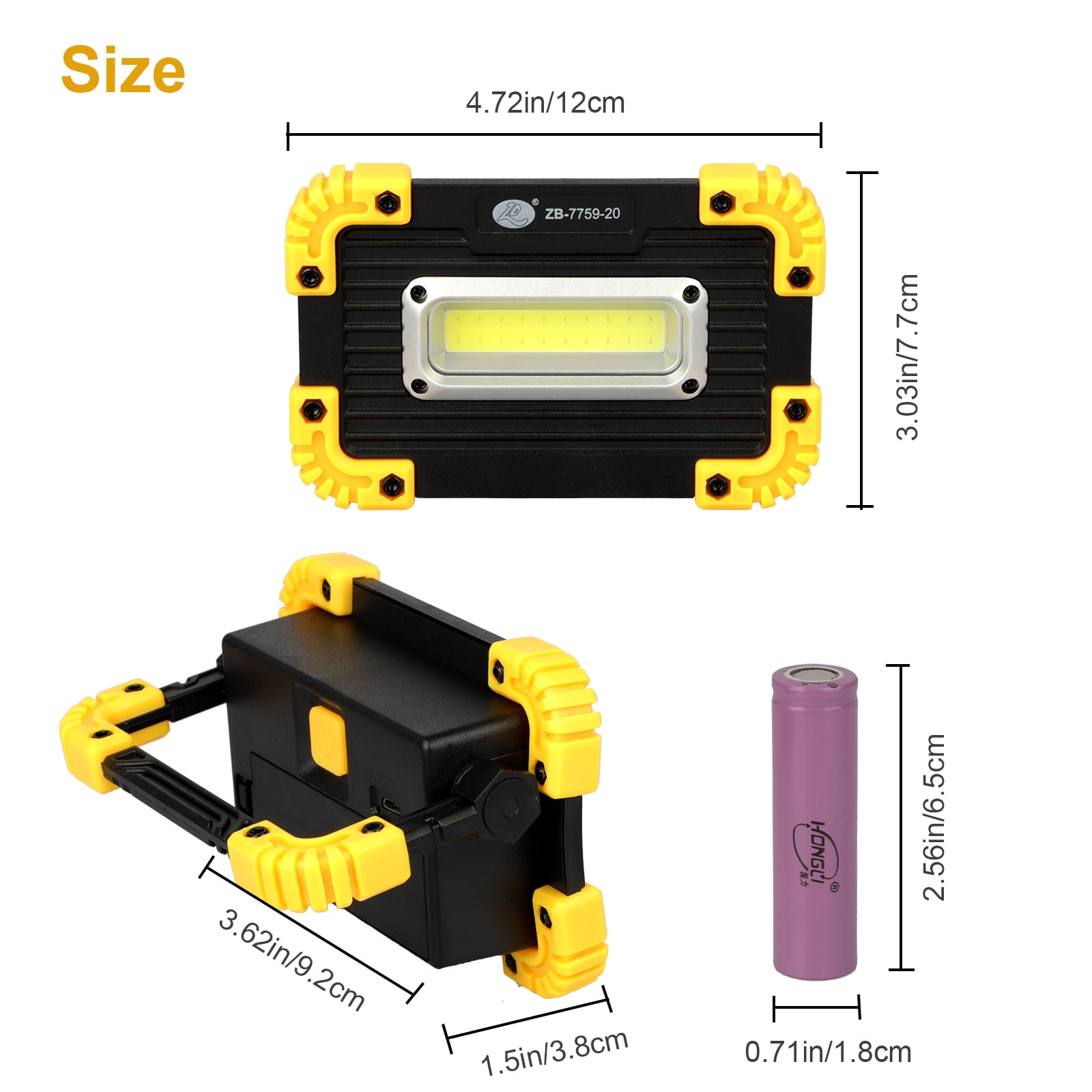 2pcs Rechargeable LED Work Light Portable, TSV 300LM 180° Rotatable COB  Inspection Lamp Waterproof with 1200MAH Battery, 3 Lighting Modes for  Camping Hiking Car Repairing 