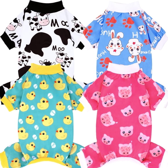 Pijama XPUDAC con dibujos animados para perros pequeños, 4 unidades