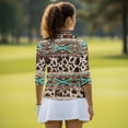 thumbnail image 5 of Uorisanigo Brown Cow Pattern Tribe Womens Golf Shirt Versatile Comfortable Quick Dry Athletic Polo Shirts Fashion 3/4 Sleeve Tennis Tops with Zip Up Collar Casual Daily Wear Size S, 5 of 7