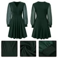 thumbnail image 3 of IBTOM CASTLE Women Swiss Dot Mesh Long Sleeve A Line Cocktail Dress Wrap V Neck Empire Waist Flowy Wedding Party Dress M Green, 3 of 8