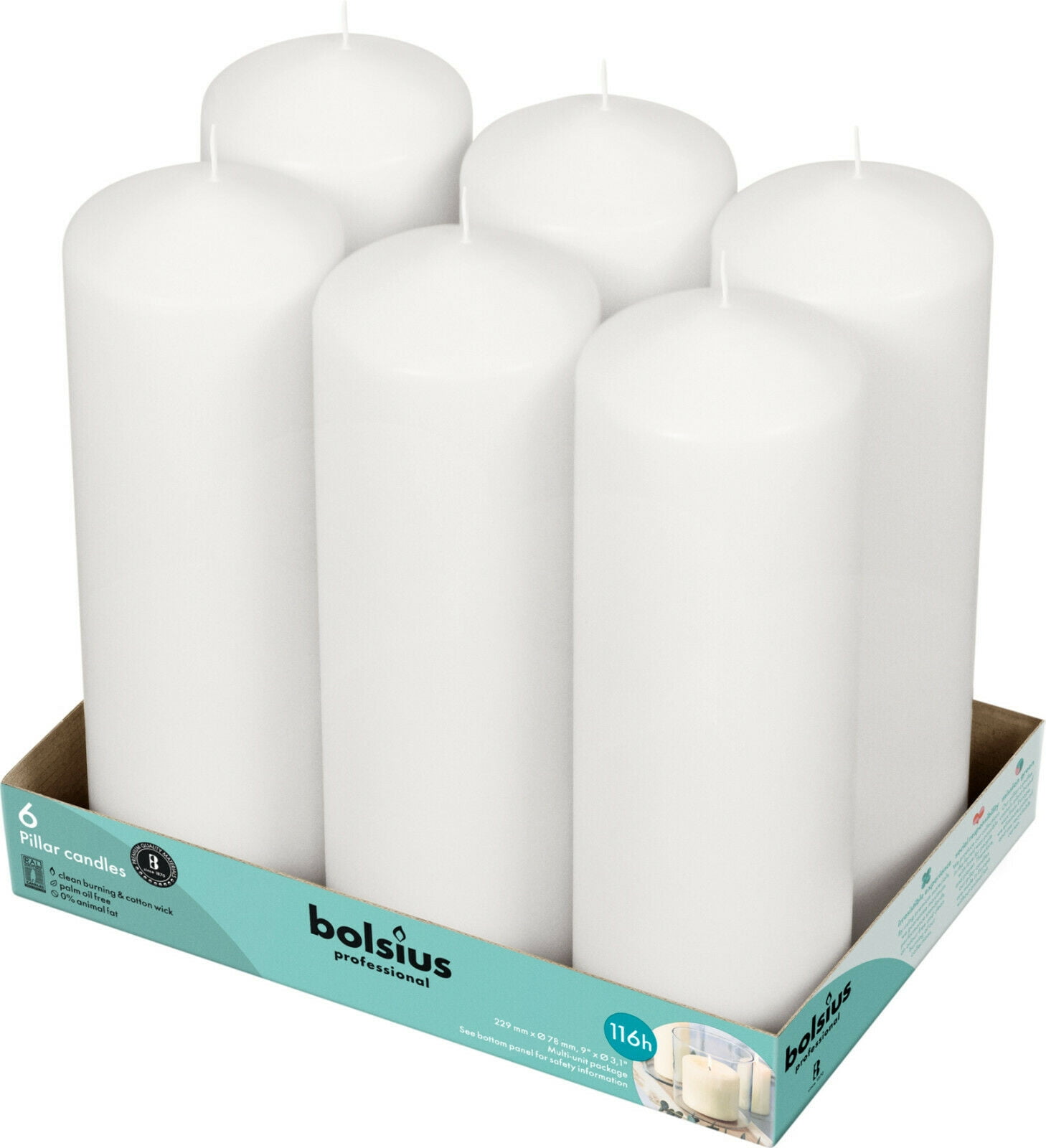 3/4"x6" WHITE Long-Burning Household Candles Utility Religious MADE IN USA 72 